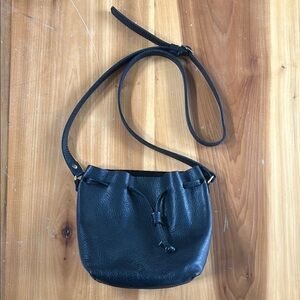 Portland Leather Black Bucker Bag Small